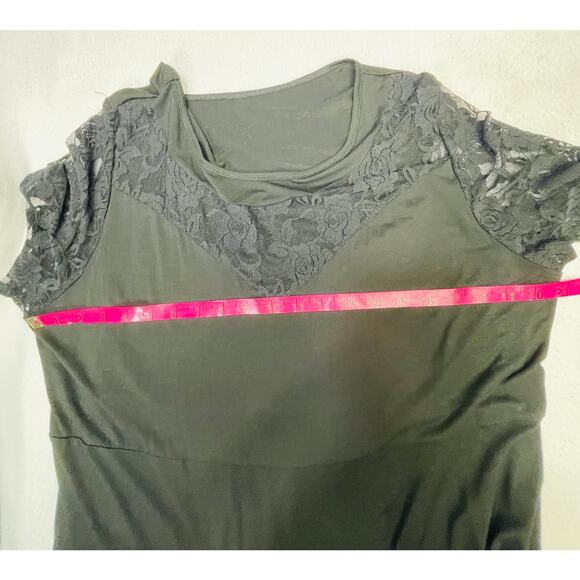 UNBRANDED 2X plus black lace short sleeve boat neck tshirt top NEW b110 - Picture 4 of 6